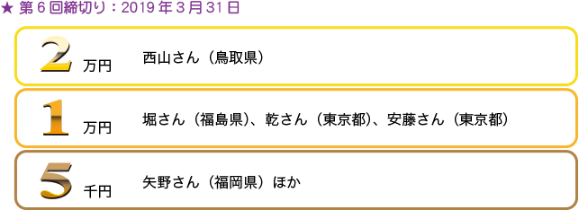 第6回当選者発表